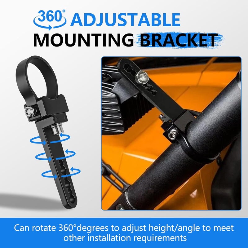 GLOBLED LED Light Bar Roll Cage Mount 360° Degree Rotation Tube Roll Cage Bracket 1.75 Inch Round Tube Mount Brackets for LED Light Bar Compatible with Polaris,Kawasaki,Arctic Cat,Yamaha - 2PCS,Black - Image 3